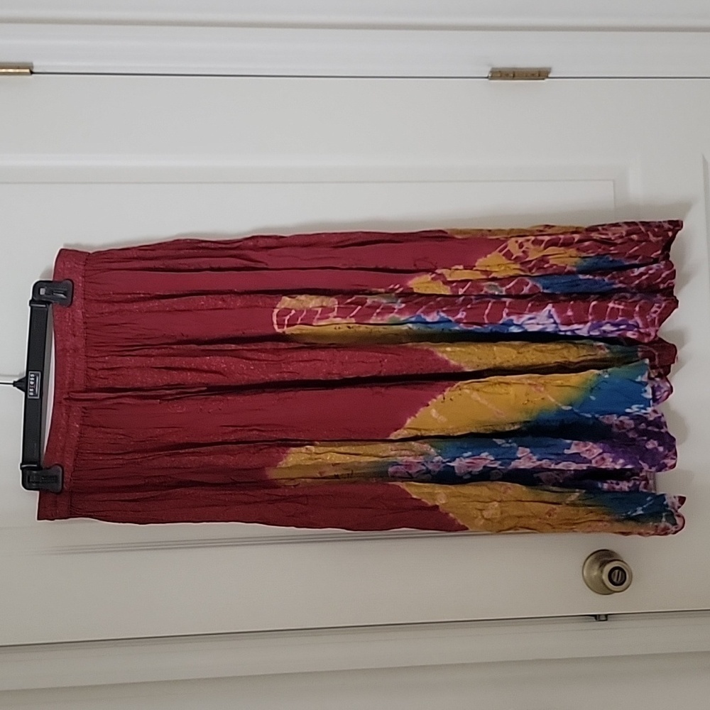 Unbranded Unsized Tie Dye Embroidered Bohemian Hippy Skirt, Exc. Used Cond.